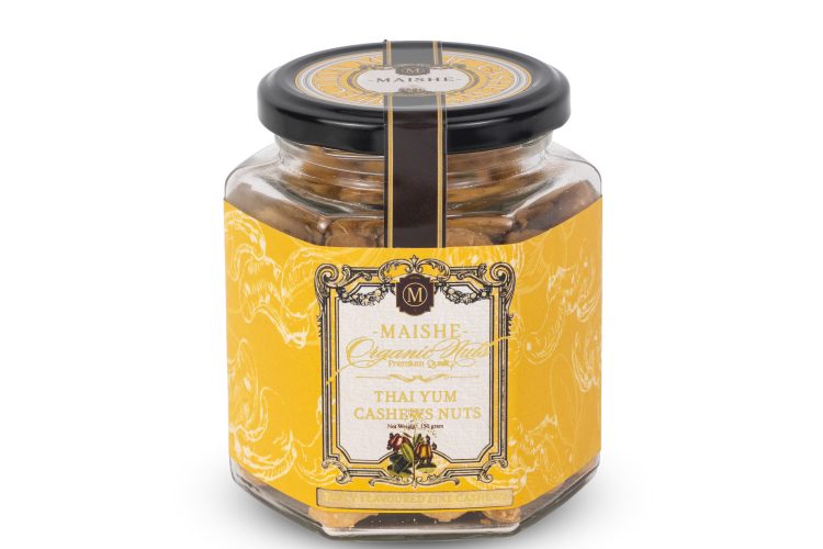 Hạt điều Maishe vị Yum Thái hộp lục lăng 150gr