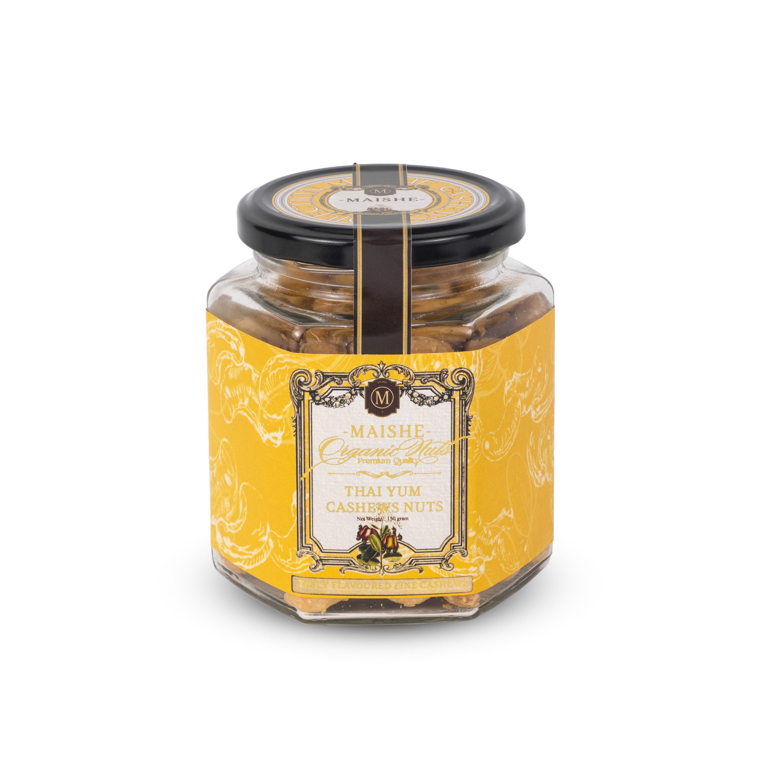 Hạt điều Maishe vị Yum Thái hộp lục lăng 150gr